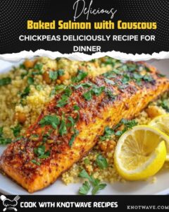 Hearty Baked Salmon with Couscous & Chickpeas Deliciously Recipe for Dinner