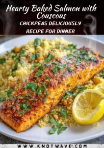 Hearty Baked Salmon with Couscous & Chickpeas Deliciously Recipe for Dinner