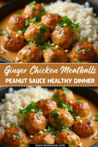One Pan Ginger Chicken Meatballs with Peanut Sauce Healthy Dinner