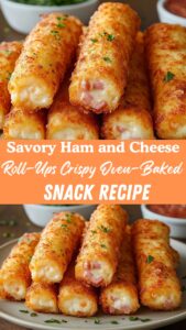 Savory Ham and Cheese Roll-Ups Crispy Oven-Baked Snack Recipe