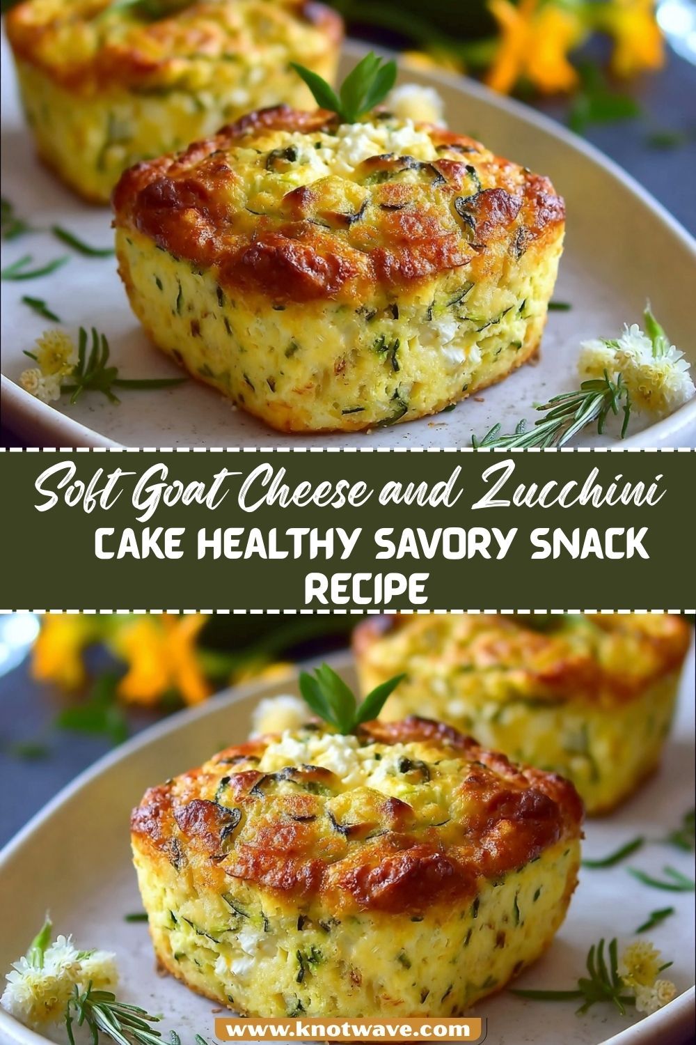 Soft Goat Cheese and Zucchini Cake Healthy Savory Snack Recipe