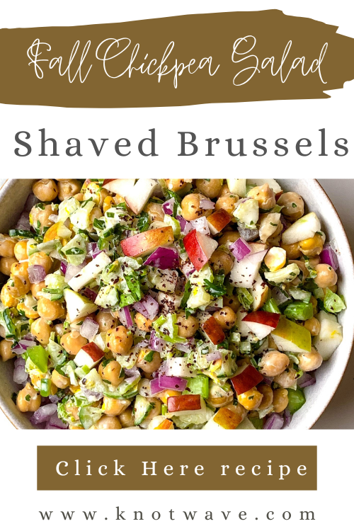 Fall Chickpea Salad with Shaved Brussels, Sweet Pear & Honeycrisp Apple – Quick & Wholesome Meal