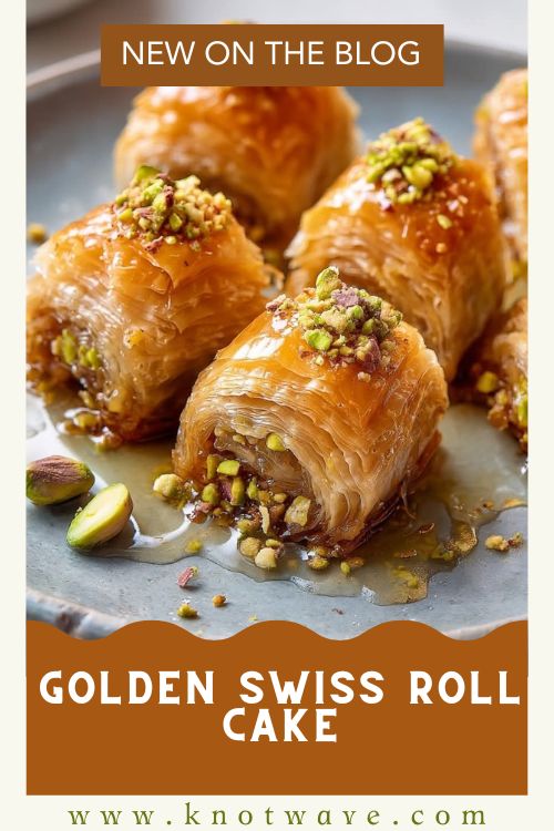 Golden Swiss Roll Cake with Rose and Spice Cream Filling