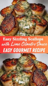Sizzling Scallops with Lime Cilantro Sauce – Easy Gourmet Recipe