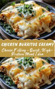 Spicy Chicken Burritos with Creamy Cheese Filling – Quick, High-Protein