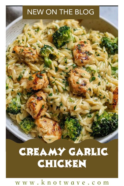 Easy Creamy Garlic Chicken Orzo Broccoli Delicious Recipe