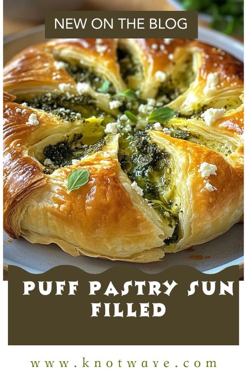 Golden Puff Pastry Sun Filled with Pesto and Feta